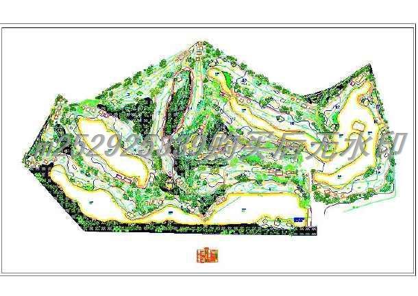 某地区小型双山高尔夫球场景观设计施工图园林设计cad图